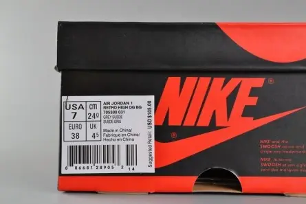 AIR JORDAN 1 RETRO HIGH BG (GS) wolf grey womens 705300-031 Efficient 9452 