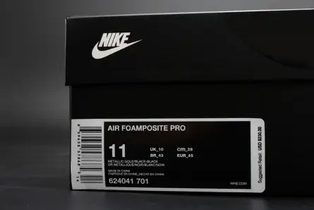 Air Foamposite Pro "Metallic Gold" Black mens 624041-701 Sleek 5462 