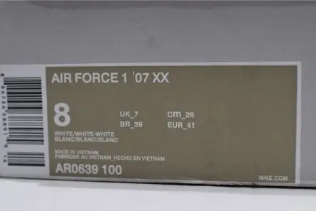 Air Force 1 '07 XX White (W) - AR0639-100 Sleek 1608 