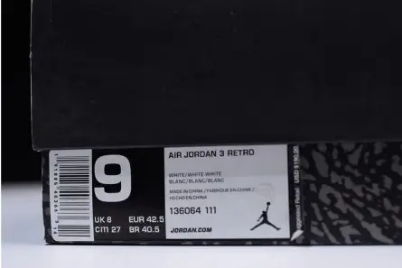 Air Jordan 3 Retro Triple White 136064-111 Lightweight 4277 
