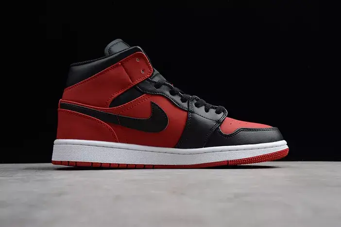 Comfortable 1545 Air Jordan 1 Mid Gym Red Black 554724-610 