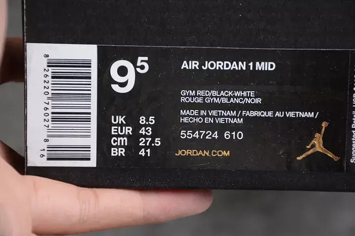 Comfortable 1545 Air Jordan 1 Mid Gym Red Black 554724-610 