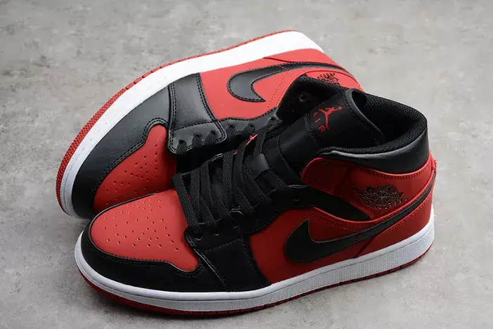 Comfortable 1545 Air Jordan 1 Mid Gym Red Black 554724-610 