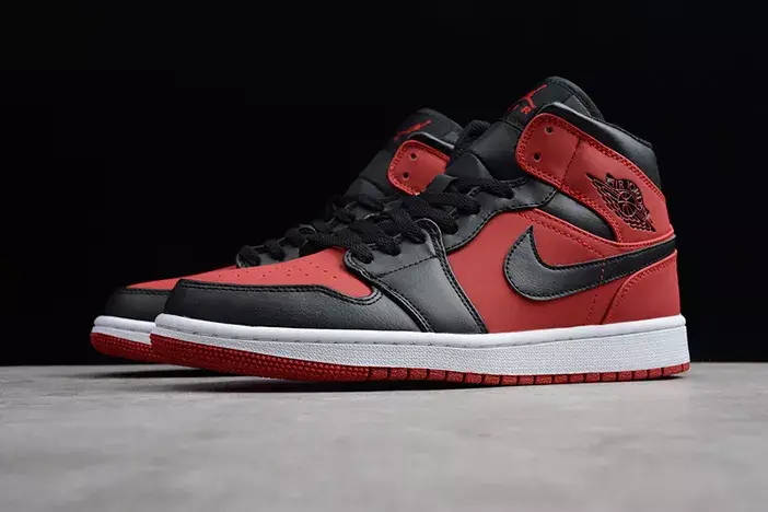 Comfortable 1545 Air Jordan 1 Mid Gym Red Black 554724-610 