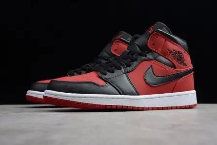Comfortable 1545 Air Jordan 1 Mid Gym Red Black 554724-610 