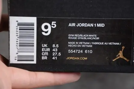 Comfortable 1545 Air Jordan 1 Mid Gym Red Black 554724-610 