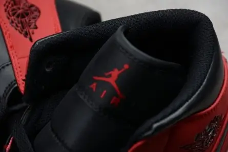 Comfortable 1545 Air Jordan 1 Mid Gym Red Black 554724-610 