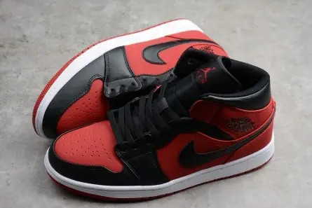 Comfortable 1545 Air Jordan 1 Mid Gym Red Black 554724-610 