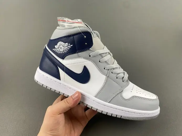 Comfortable 6398 Jordan 1 Mid Wolf Grey Midnight Navy  DQ8426-104 