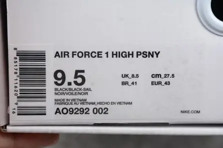 DailyWear 7182 PSNY Nike Air Force 1 High Black AO9292-002 