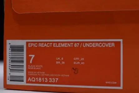 Durable 6121 Undercover x Nike React Element 87 AQ1813-001 