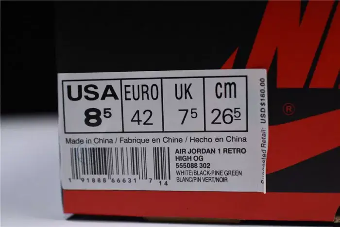 Elegant 1167 Air Jordan 1 High OG NRG Pine Green Sail-Black 555088-302 