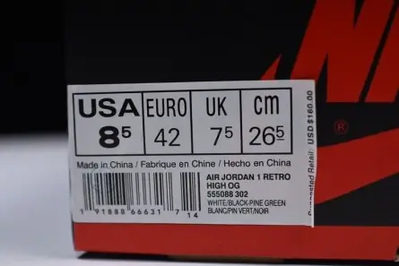Elegant 1167 Air Jordan 1 High OG NRG Pine Green Sail-Black 555088-302 