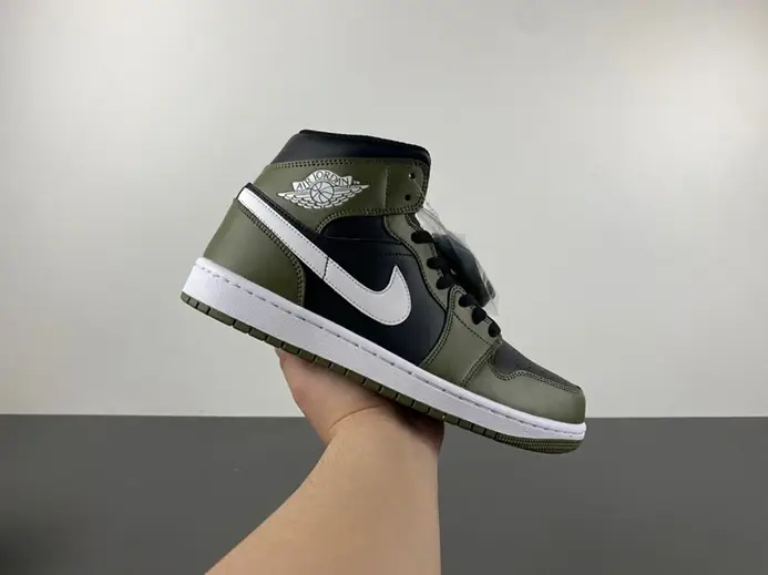 EyeCatching 3096 Jordan 1 Mid Black White Olive  DQ8426-092 