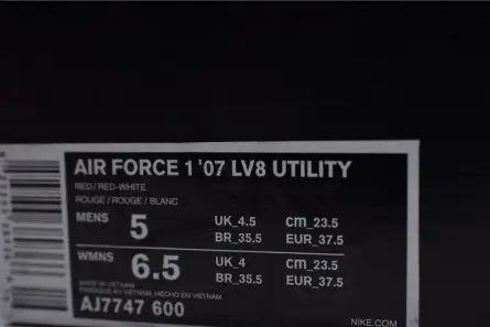 Functional 3543 Nike Air Force 1 '07 LV8 Utility Red White AJ7747-600 