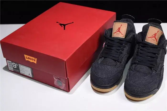 Levi's x Air Jordan 4 'black' AO2571-001 Breathable 8928 