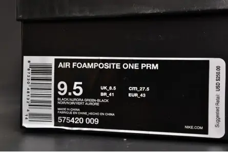 Lightweight 6999 Nike Air Foamposite One PRM "Abalone" Black Aurora Green mens 575420-009 