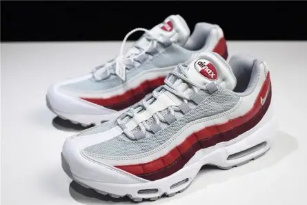 NIKE Air Max 95 Essential Mens White-Grey-Red Running Shoes  749766-103 Cozy 4723 