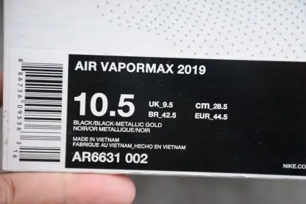 Nike Air VaporMax 2019 Black Metallic Gold AR6631-002 SportInspired 8046 