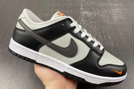 Nike Dunk Low Grey Black Orange Mini Swoosh  FN7808-001 Flexible 1784 