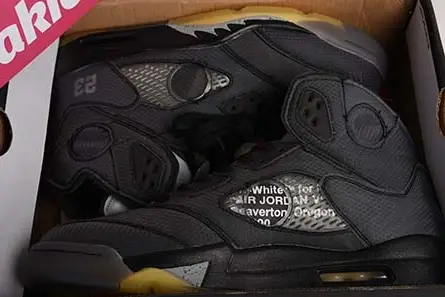 OFF WHITE AIR JORDAN 5 SP BLACK MUSLIN FIRE RED CT8480-001 Bold 7863 