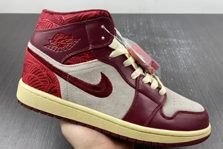 Practical 683 Jordan 1 Mid SE Tiki Leaf Team Red (Women's)  DZ2820-601 