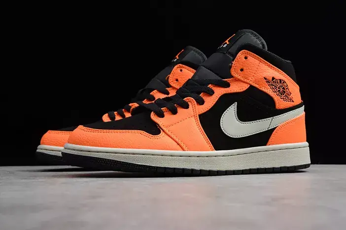 Soft 1505 Air Jordan 1 Mid Black Orange 554724-062 
