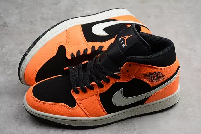 Soft 1505 Air Jordan 1 Mid Black Orange 554724-062 