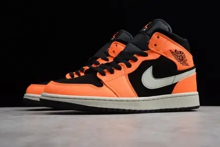 Soft 1505 Air Jordan 1 Mid Black Orange 554724-062 