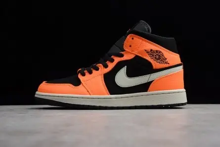 Soft 1505 Air Jordan 1 Mid Black Orange 554724-062 