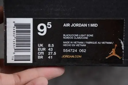 Soft 1505 Air Jordan 1 Mid Black Orange 554724-062 