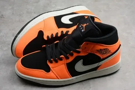 Soft 1505 Air Jordan 1 Mid Black Orange 554724-062 