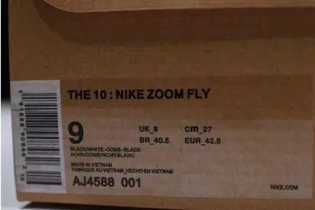 TopPick 8596 Off-White Nike Zoom Fly Black AJ4588-001 