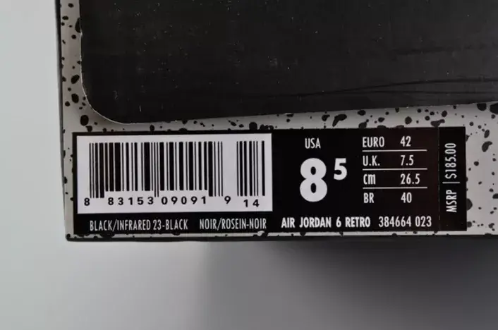 Trendy 5627 Jordan 6 Retro Infrared Black 384664-023 