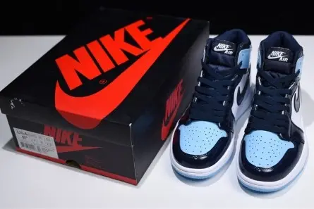 Unique 5415 Air Jordan 1 UNC Blue Chill Patent   Leather CD0461-401 