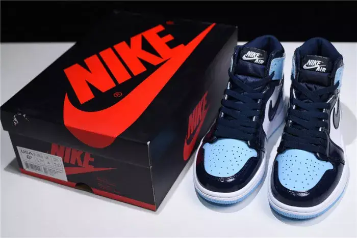 Unique 5415 Air Jordan 1 UNC Blue Chill Patent   Leather CD0461-401 