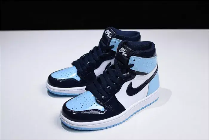 Unique 5415 Air Jordan 1 UNC Blue Chill Patent   Leather CD0461-401 
