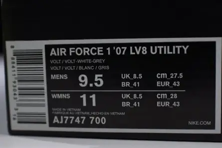 Versatile 4290 Nike Air Force 1 Utility Volt AJ7747-700 