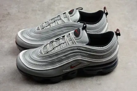 nike mens AIR VAPORMAX 97 "SILVER BULLET" metallic silver varsity red AJ7291-002 AllSeason 4045 